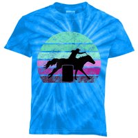 Funny Barrel Racing Gift Horse Lover Vintage Sunset Country Girl Gift Kids Tie-Dye T-Shirt