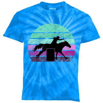 Funny Barrel Racing Gift Horse Lover Vintage Sunset Country Girl Gift Kids Tie-Dye T-Shirt