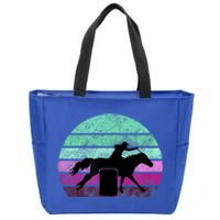 Funny Barrel Racing Gift Horse Lover Vintage Sunset Country Girl Gift Zip Tote Bag