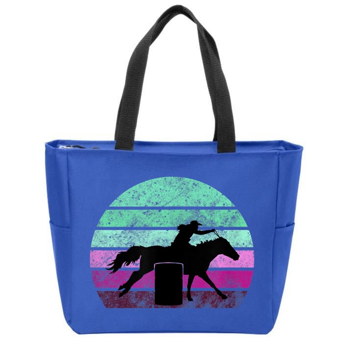 Funny Barrel Racing Gift Horse Lover Vintage Sunset Country Girl Gift Zip Tote Bag