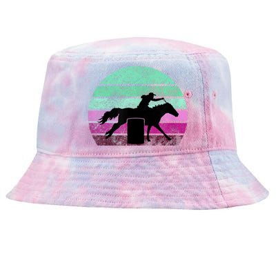 Funny Barrel Racing Gift Horse Lover Vintage Sunset Country Girl Gift Tie-Dyed Bucket Hat