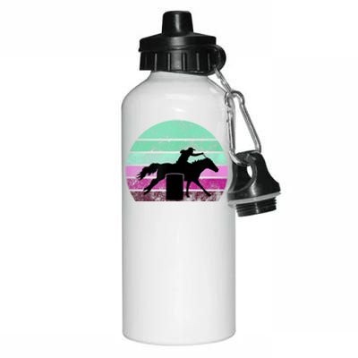 Funny Barrel Racing Gift Horse Lover Vintage Sunset Country Girl Gift Aluminum Water Bottle