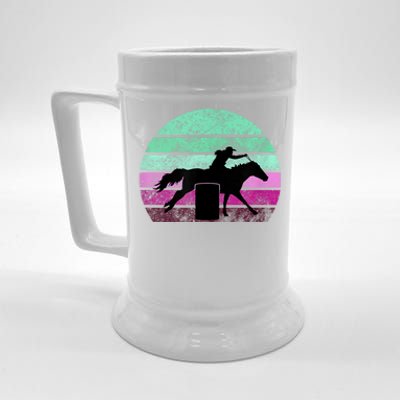 Funny Barrel Racing Gift Horse Lover Vintage Sunset Country Girl Gift Beer Stein