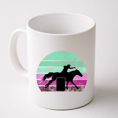 Funny Barrel Racing Gift Horse Lover Vintage Sunset Country Girl Gift Coffee Mug