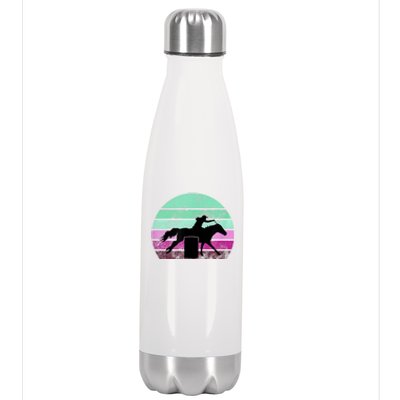 Funny Barrel Racing Gift Horse Lover Vintage Sunset Country Girl Gift Stainless Steel Insulated Water Bottle