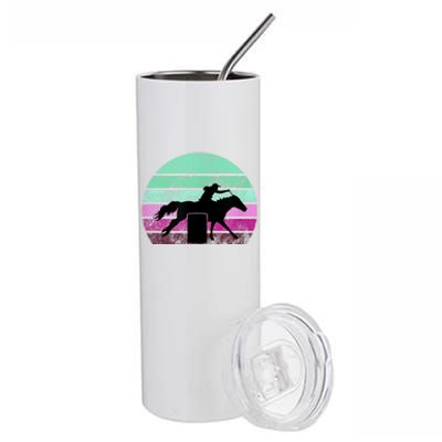 Funny Barrel Racing Gift Horse Lover Vintage Sunset Country Girl Gift Stainless Steel Tumbler