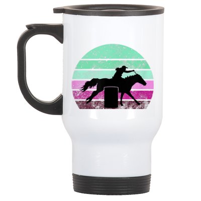 Funny Barrel Racing Gift Horse Lover Vintage Sunset Country Girl Gift Stainless Steel Travel Mug