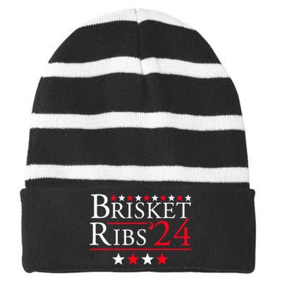 Funny Brisket Ribs Brisket Ribs 2024 Striped Beanie with Solid Band