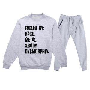 Fueled By Rage Metal And Body Dysmorphia Grunge Premium Crewneck Sweatsuit Set