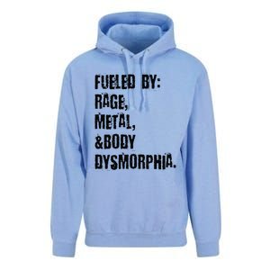 Fueled By Rage Metal And Body Dysmorphia Grunge Unisex Surf Hoodie