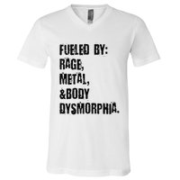 Fueled By Rage Metal And Body Dysmorphia Grunge V-Neck T-Shirt