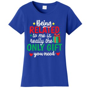 Funny Being Related To Me Christmas Family Xmas Pajamas Great Gift Women's T-Shirt