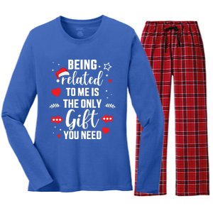 Funny Being Related To Me Only Gift You Need For Christmas Gift Women's Long Sleeve Flannel Pajama Set 