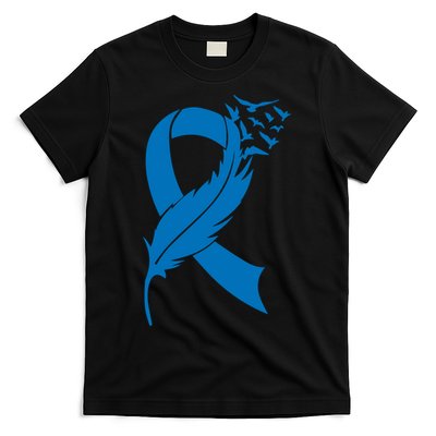 Feather Blue Ribbon Colon Cancer T-Shirt
