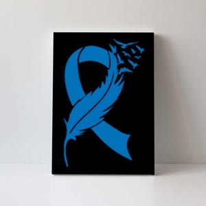 Feather Blue Ribbon Colon Cancer Canvas