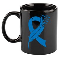 Feather Blue Ribbon Colon Cancer 11oz C Handle Ceramic Mug