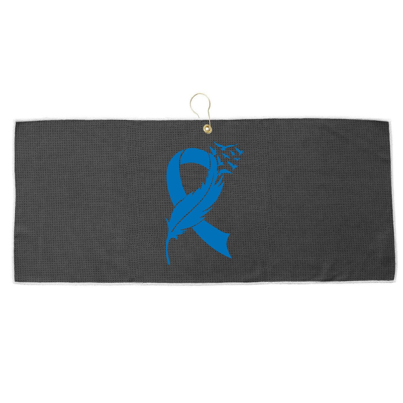 Feather Blue Ribbon Colon Cancer Large Microfiber Waffle Golf Towel