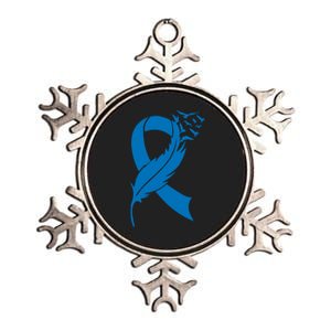 Feather Blue Ribbon Colon Cancer Metallic Star Ornament