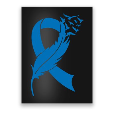 Feather Blue Ribbon Colon Cancer Poster