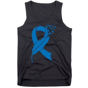 Feather Blue Ribbon Colon Cancer Tank Top