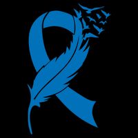 Feather Blue Ribbon Colon Cancer Women's V-Neck T-Shirt