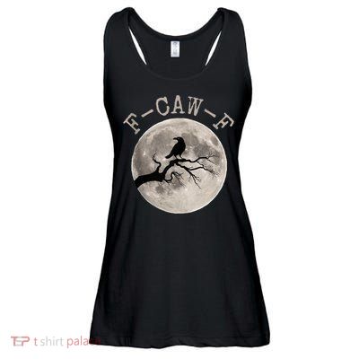 F-CAW-F Black Raven Moon Gothic Adult Humor Black Crow Ladies Essential Flowy Tank