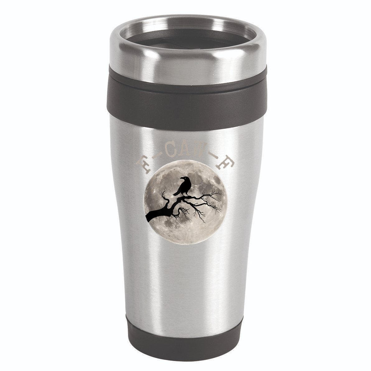 F-CAW-F Black Raven Moon Gothic Adult Humor Black Crow 16oz Travel Tumbler