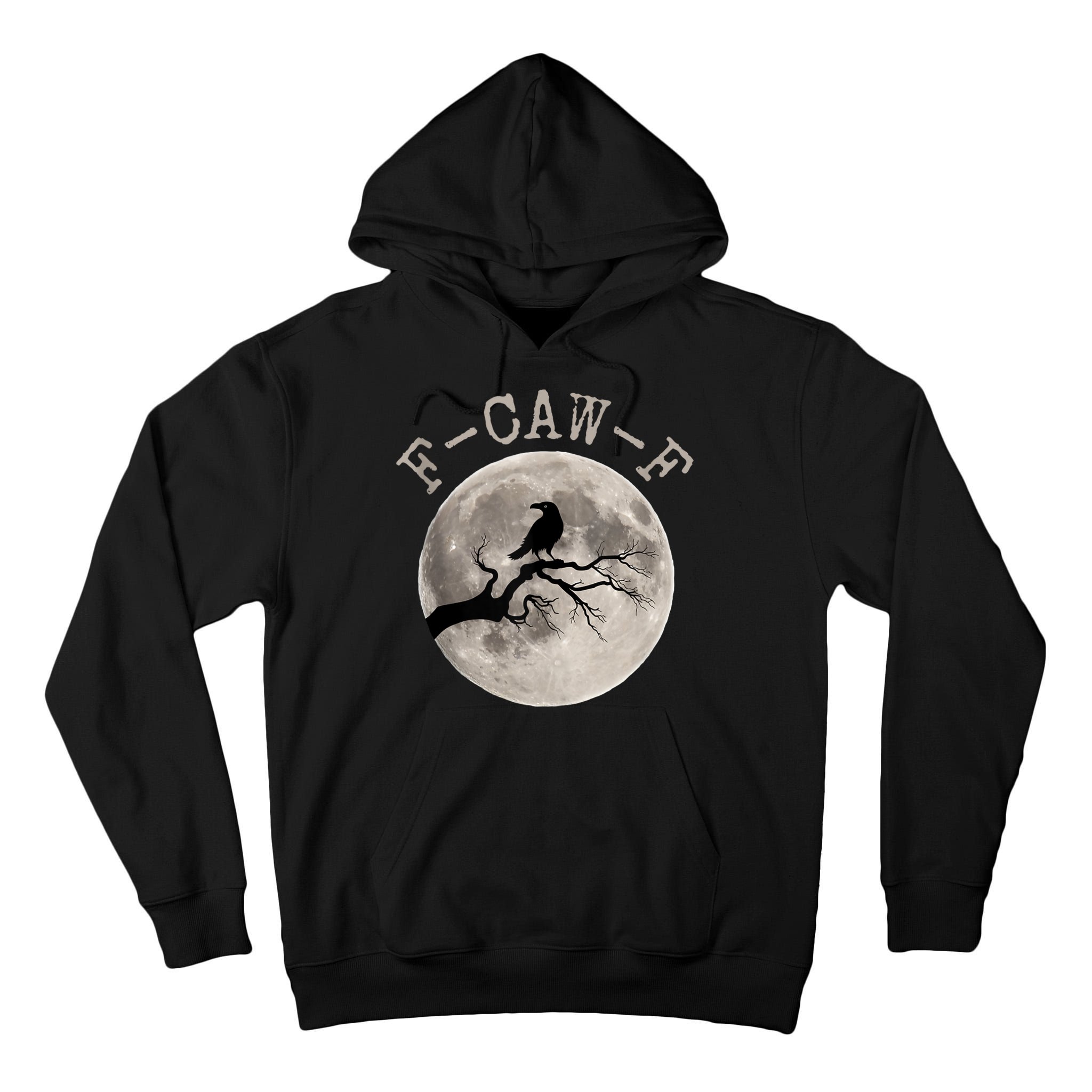 F-CAW-F Black Raven Moon Gothic Adult Humor Black Crow Tall Hoodie