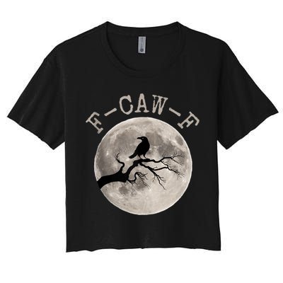 F-CAW-F Black Raven Moon Gothic Adult Humor Black Crow Crop Top