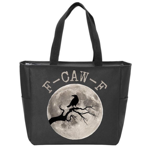 F-CAW-F Black Raven Moon Gothic Adult Humor Black Crow Zip Tote Bag