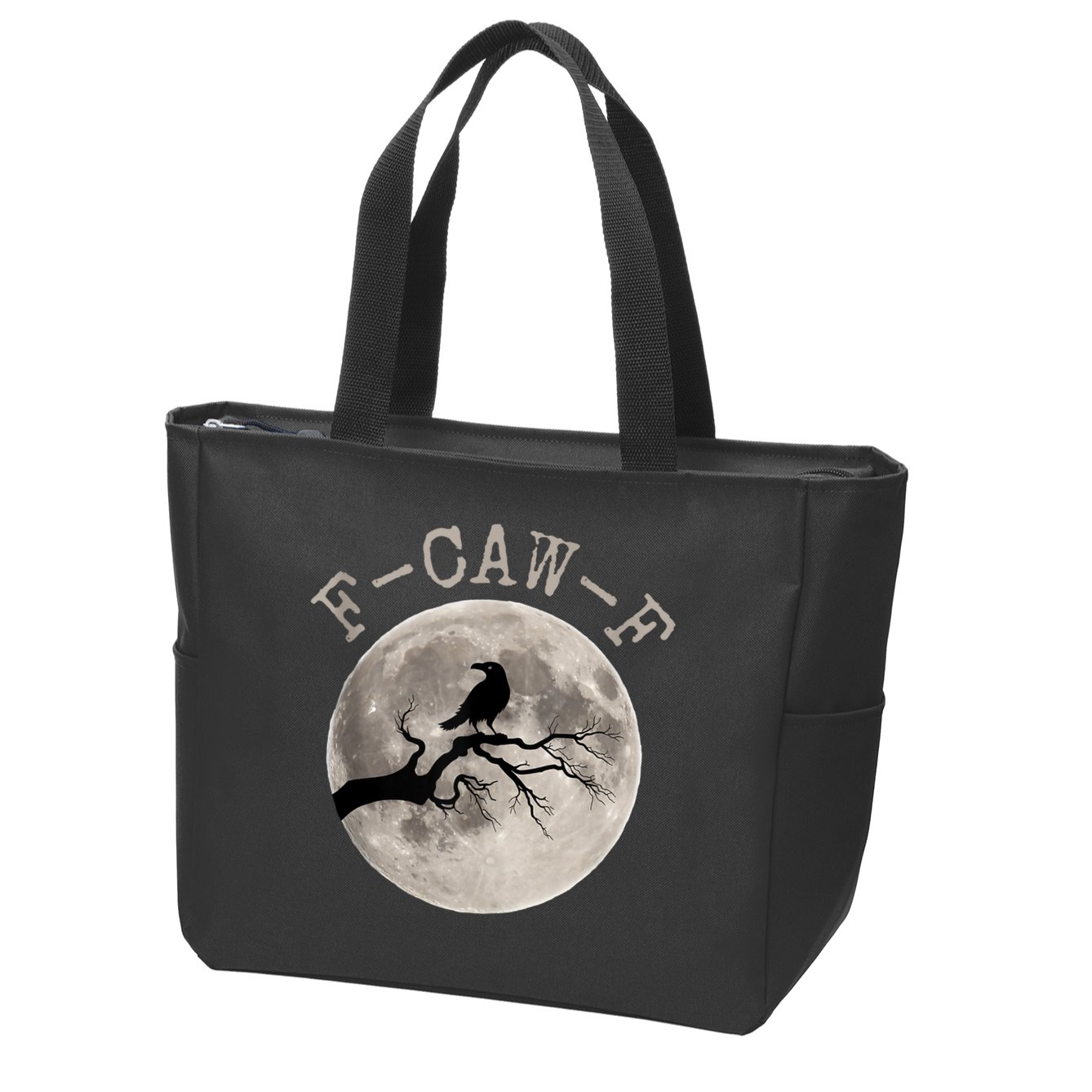 F-CAW-F Black Raven Moon Gothic Adult Humor Black Crow Zip Tote Bag