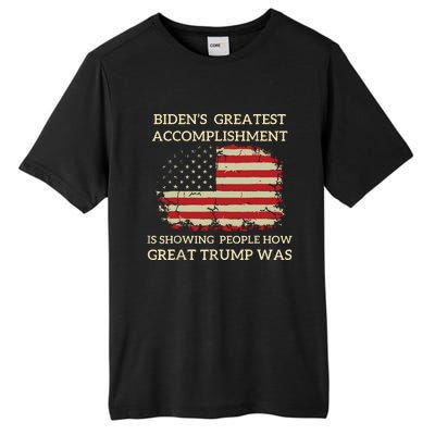 Funny Biden Retro Bidens Greatest Accomplishment Tall Fusion ChromaSoft Performance T-Shirt