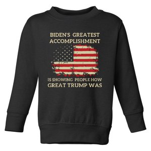 Funny Biden Retro Bidens Greatest Accomplishment Toddler Sweatshirt