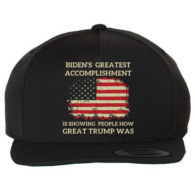 Funny Biden Retro Bidens Greatest Accomplishment Wool Snapback Cap