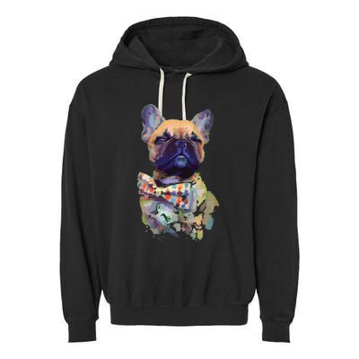 French Bulldog Realistic Print Artistic French Bulldog Garment-Dyed Fleece Hoodie