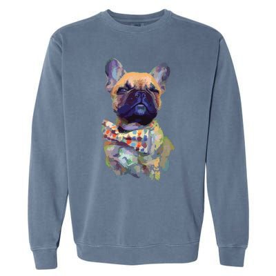 French Bulldog Realistic Print Artistic French Bulldog Garment-Dyed Sweatshirt