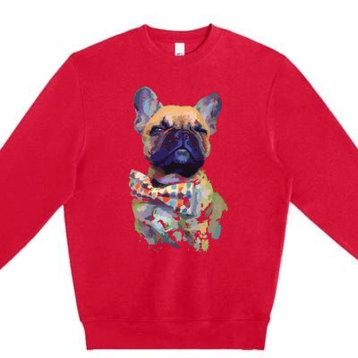 French Bulldog Realistic Print Artistic French Bulldog Premium Crewneck Sweatshirt