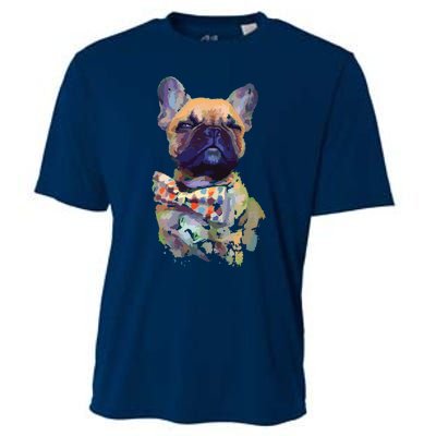 French Bulldog Realistic Print Artistic French Bulldog Cooling Performance Crew T-Shirt