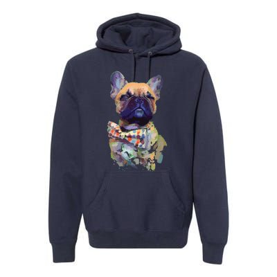 French Bulldog Realistic Print Artistic French Bulldog Premium Hoodie