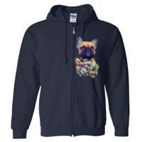 French Bulldog Realistic Print Artistic French Bulldog Full Zip Hoodie