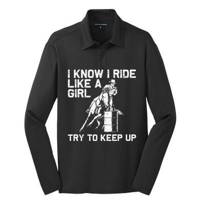 Funny Barrel Racing Gift For  Rodeo Horse Racer Silk Touch Performance Long Sleeve Polo