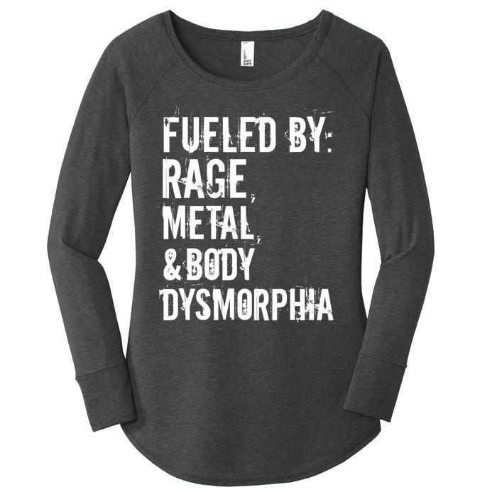 Fueled By Rage Metal And Body Dysmorphia Funny Grunge Style Women's Perfect Tri Tunic Long Sleeve Shirt