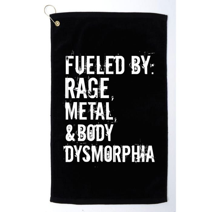 Fueled By Rage Metal And Body Dysmorphia Funny Grunge Style Golf Towel
