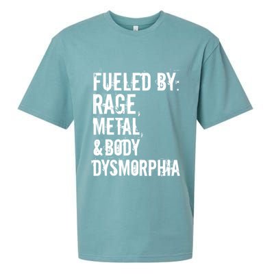 Fueled By Rage Metal And Body Dysmorphia Funny Grunge Style Sueded Cloud Jersey T-Shirt