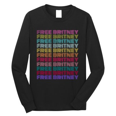 Free Britney Retro Rainbow Vintage Distressed Long Sleeve Shirt