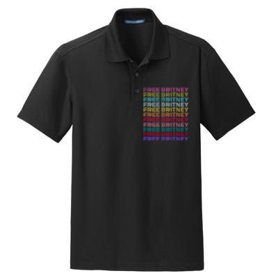 Free Britney Retro Rainbow Vintage Distressed Dry Zone Grid Polo