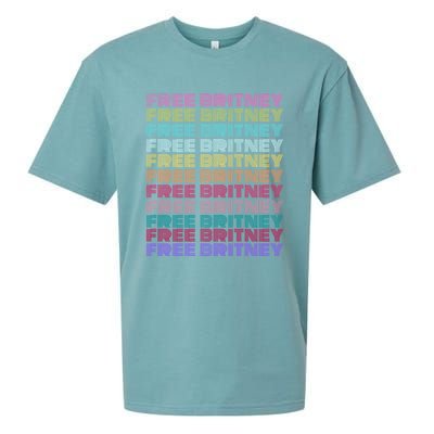 Free Britney Retro Rainbow Vintage Distressed Sueded Cloud Jersey T-Shirt