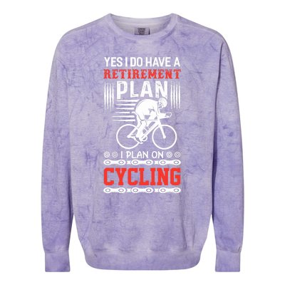 Funny Bicycle Retirement Plan Cycling Colorblast Crewneck Sweatshirt