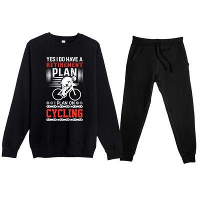 Funny Bicycle Retirement Plan Cycling Premium Crewneck Sweatsuit Set