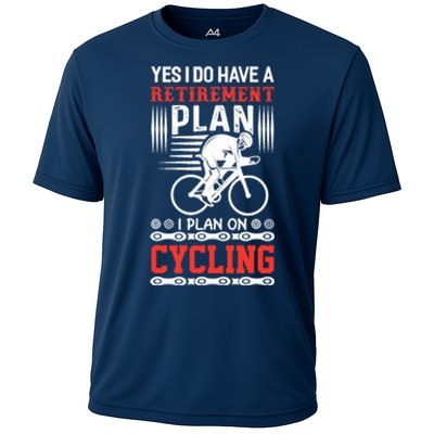 Funny Bicycle Retirement Plan Cycling Cooling Performance Crew T-Shirt